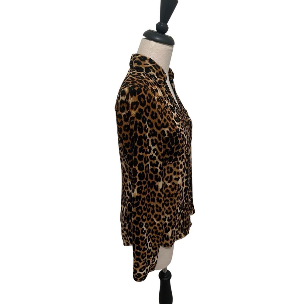 Express Womens Leopard Print Button Front Long Sl… - image 2